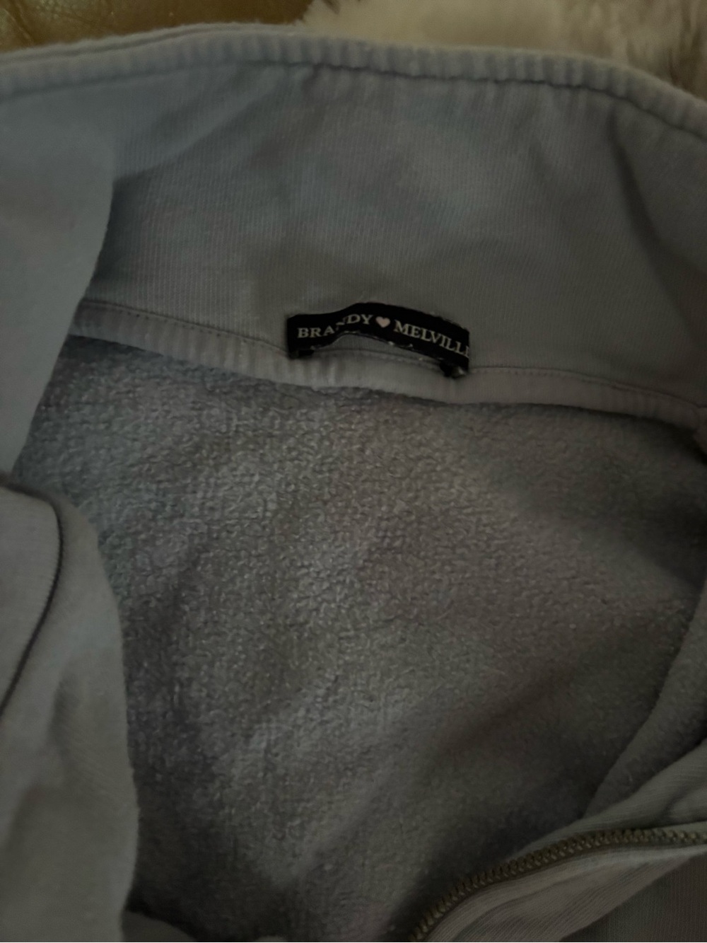Brandy Melville Light Gray Half-Zip Pullover Sweatshirt - Picture 2 of 2